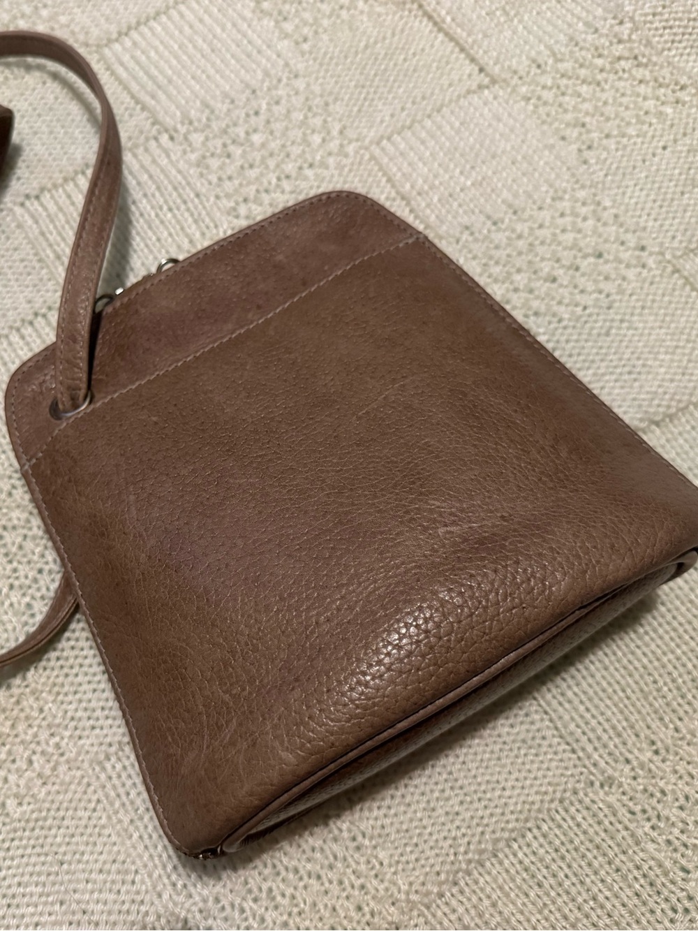 Latico Leathers Lilly Full Grain Accordion Crossbody Bag Stone Taupe Walnut